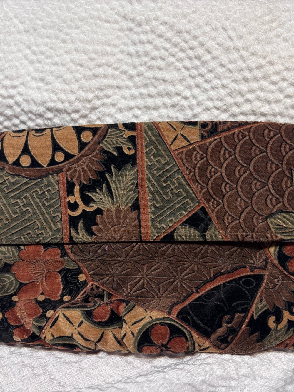 Source Unknown Brown and Black Floral Geometric Clutch